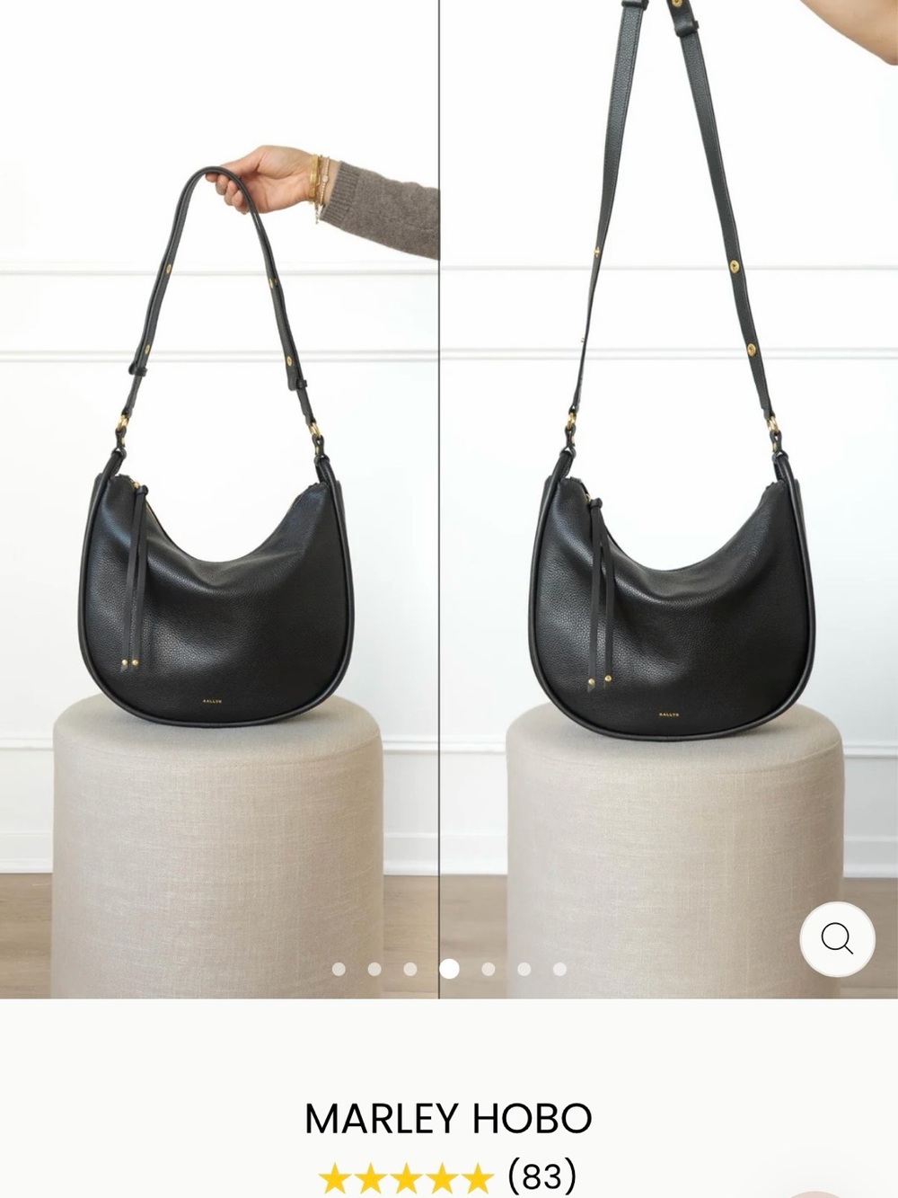 Aallyn Marley Classic Black Leather Shoulder Bag - Picture 7 of 11